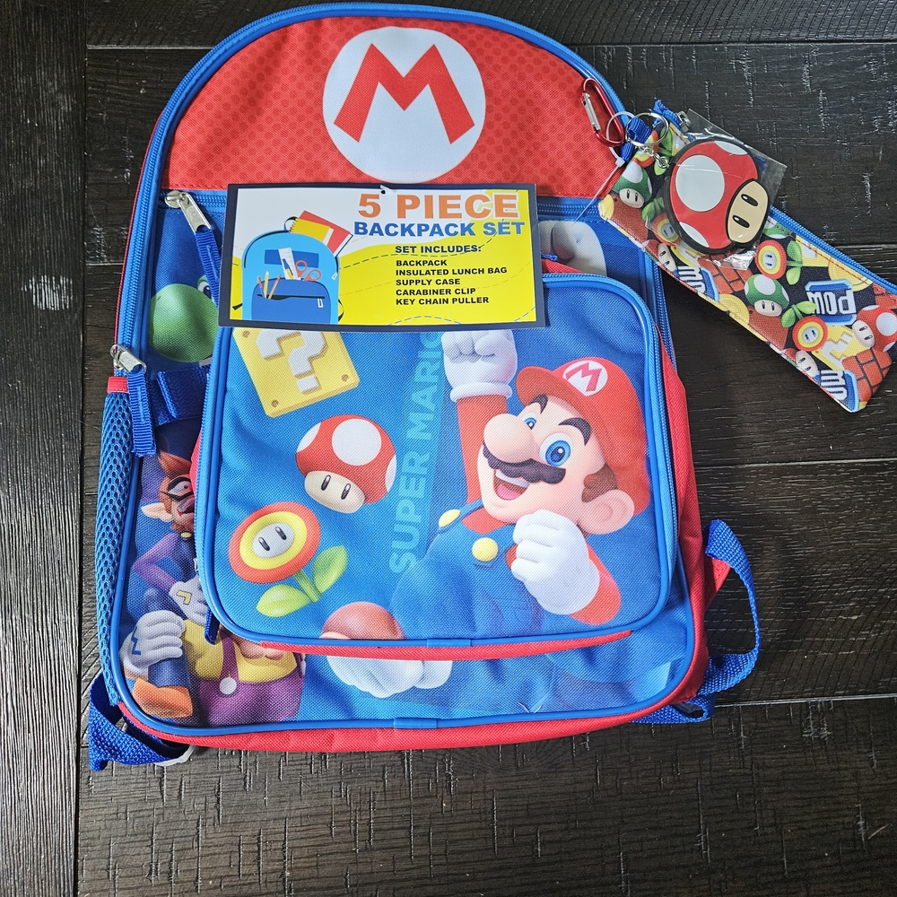 Nintendo Kids Backpack Set - Red and Blue